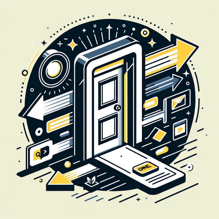 Una ilustración de una puerta digital con flechas que llevan a un objetivo de conversión, simbolizando páginas de destino efectivas, con elementos como un botón de llamada a la acción claro y un diseño simple y enfocado.